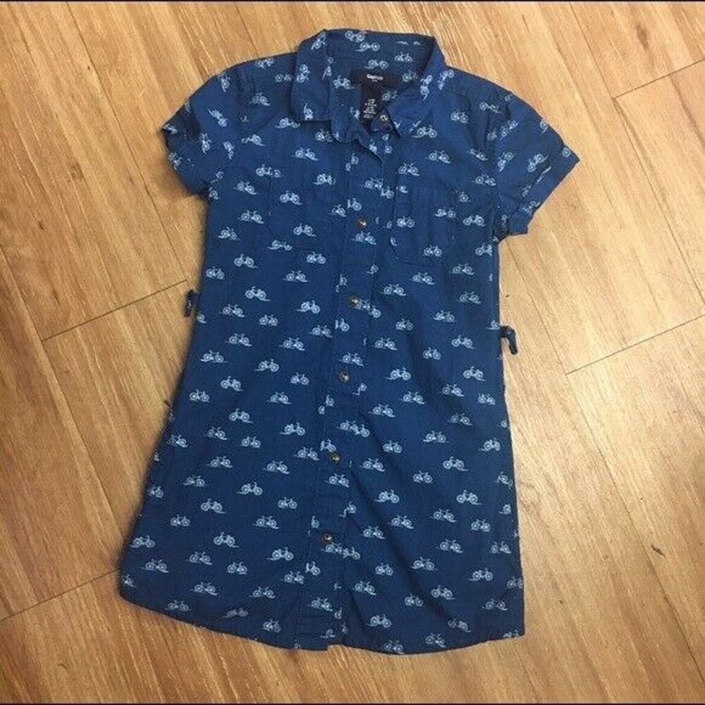 Gap Girls Dress Size XS 4 5 Blue Bicycle Print Shirt - Picture 6 of 6
